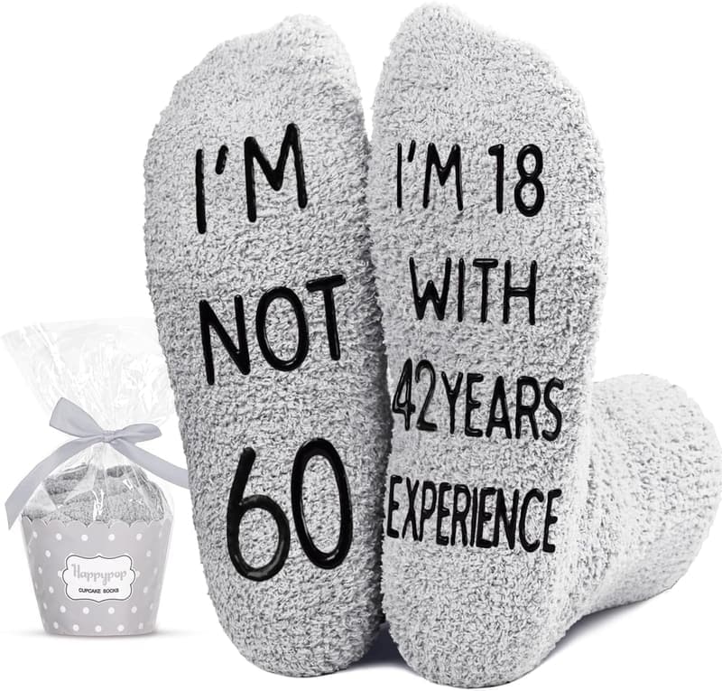 Birthday Socks for Older Men - Funny Gifts for Ages 55-60