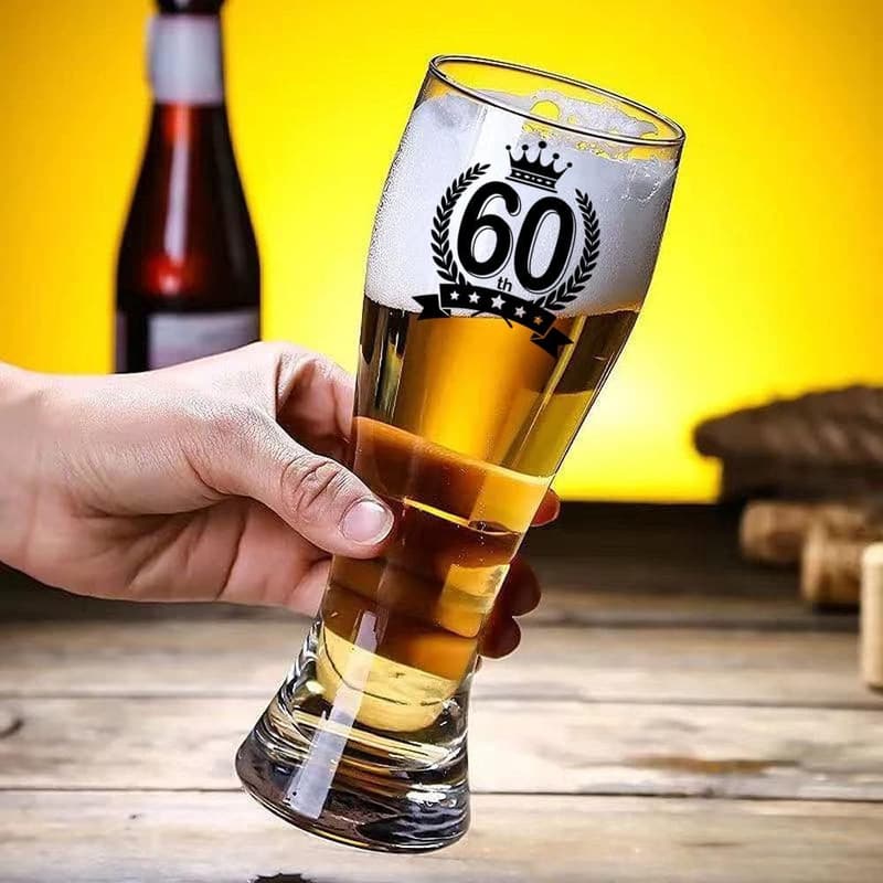 60th Birthday Wheat Beer Glass Gift for Men