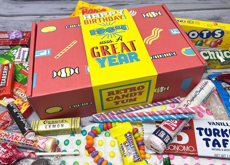 61st Birthday Retro Candy Gift Box - Nostalgic Treats for Him/Her