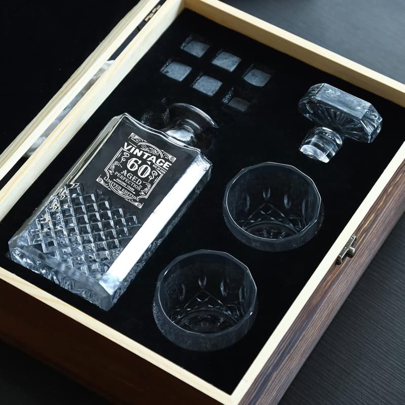 60th Birthday Whiskey Decanter Set for Men