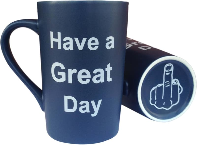 Funny Middle Finger Coffee Mug, 15 Oz Gift for Adults