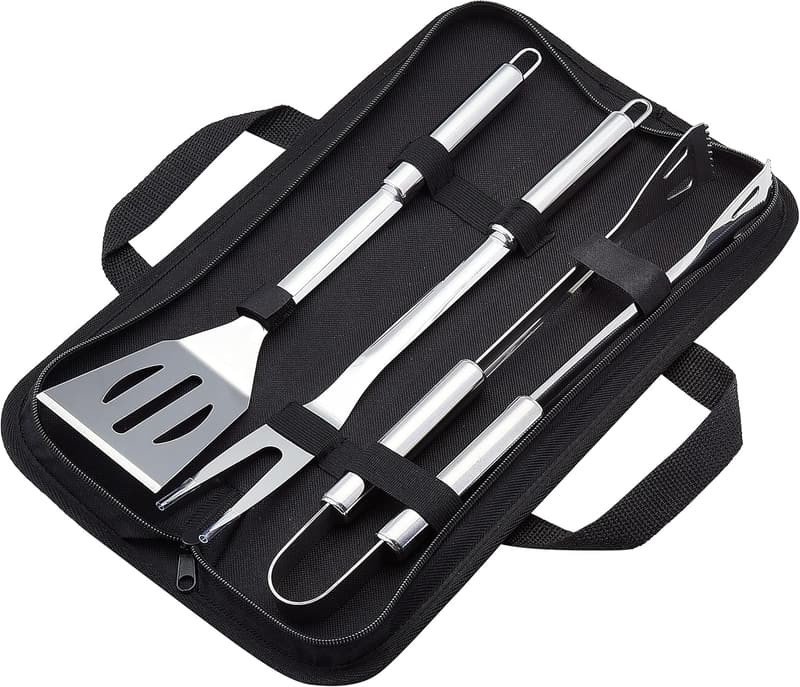 Stainless Steel Barbecue Grilling Tool Set with Carry Bag