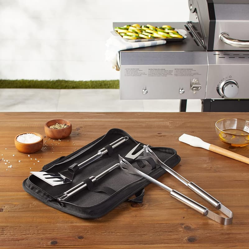 Stainless Steel Barbecue Grilling Tool Set with Carry Bag