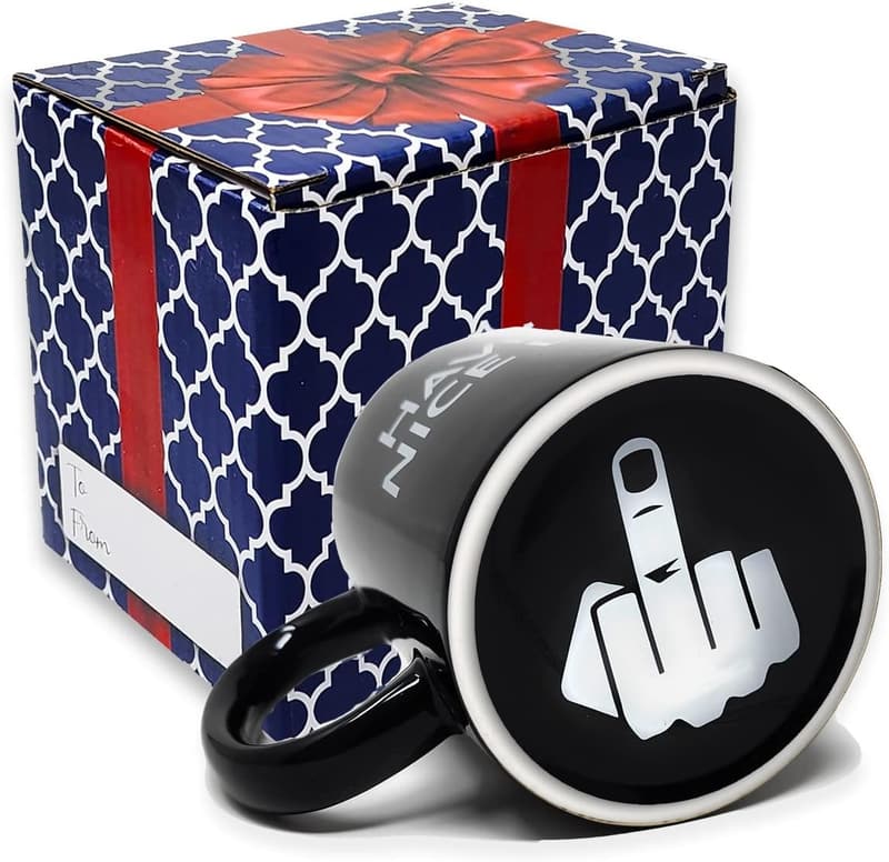 Funny Middle Finger Coffee Mug - Gag Gift for Adults (11 oz)