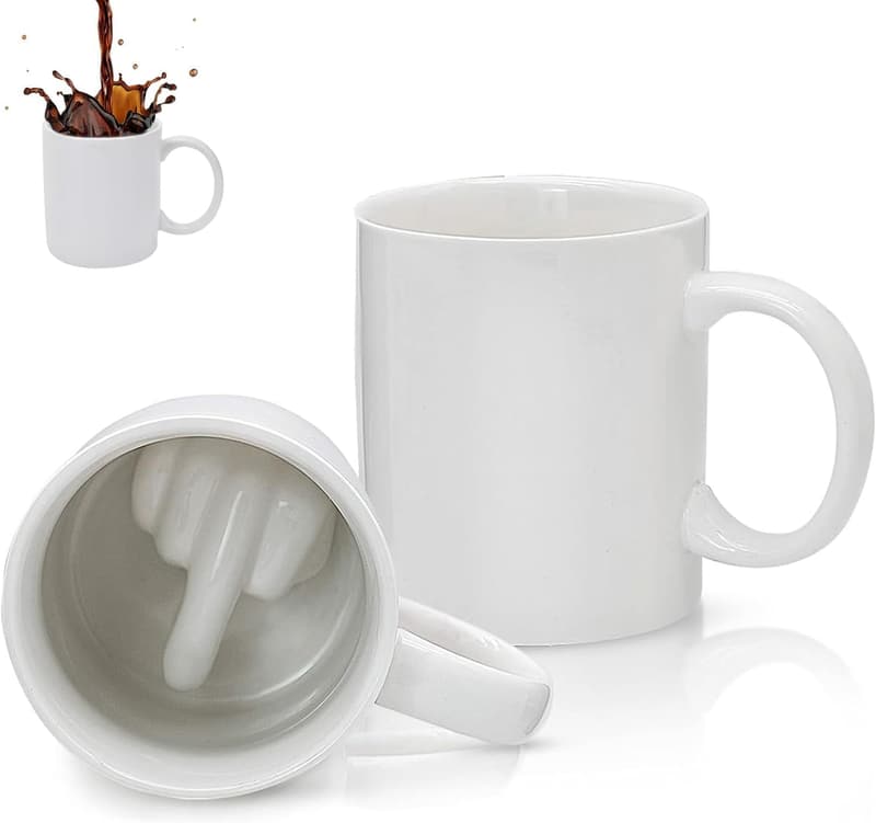 Funny 3D Finger Ceramic Coffee Mug for Birthdays