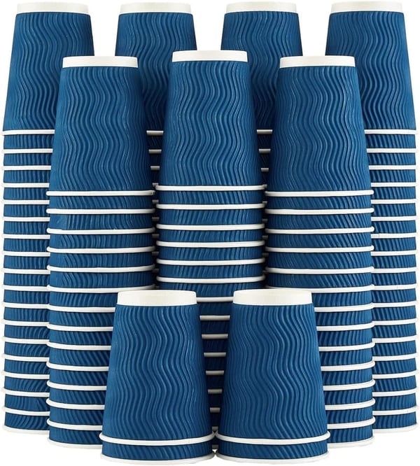 Insulated 12 oz Disposable Coffee Cups - 120 Pack (Navy)