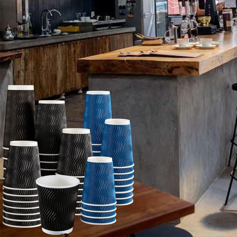 Insulated 12 oz Disposable Coffee Cups - 120 Pack (Navy)