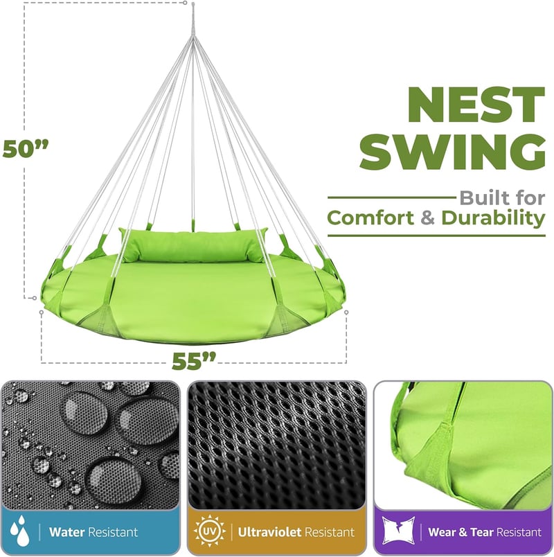 Premium Cotton Double Hammock Swing Lounger - 264lbs Capacity