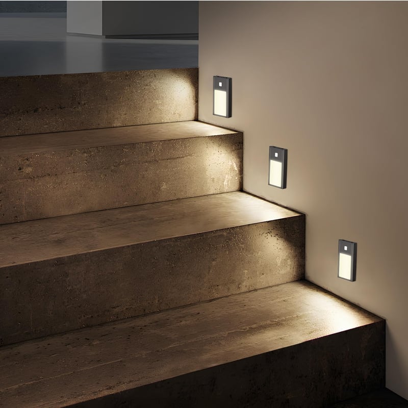 Rechargeable LED Motion Sensor Night Light - 6 Pack, Black