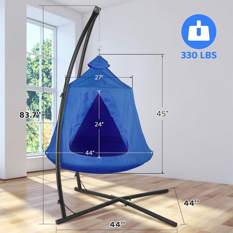 Indoor/Outdoor Hammock Chair with Adjustable Metal Stand (Blue)