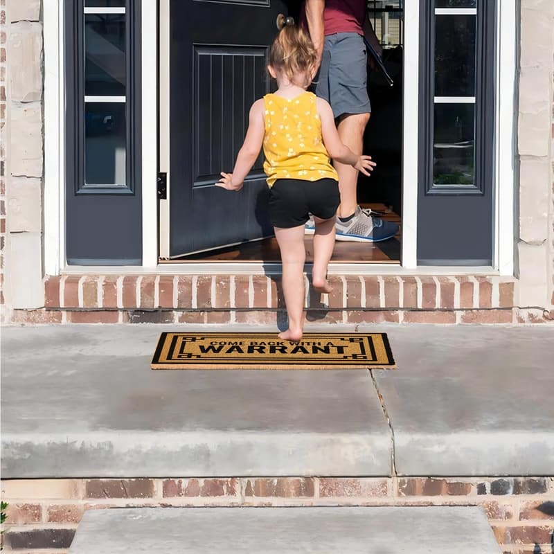 Funny Come Back with a Warrant Coir Door Mat 23.6
