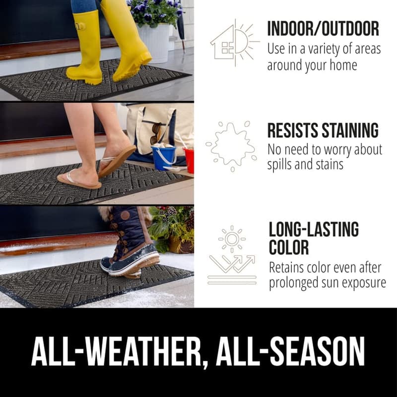 WeatherMax 100% Waterproof Doormat - Durable Rubber, 17x29