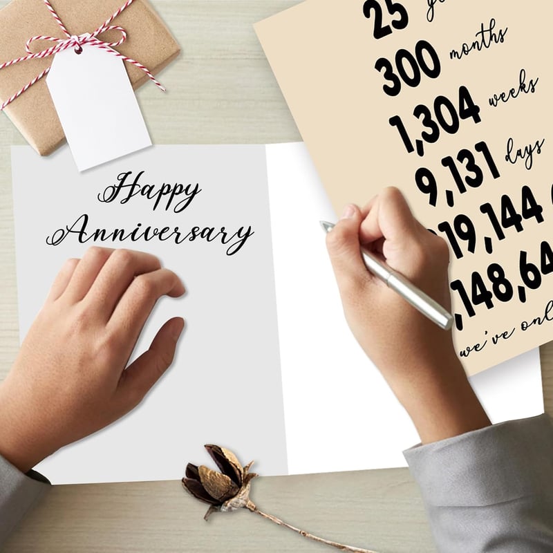 25th Anniversary Card for Couples - Retro Silver Design
