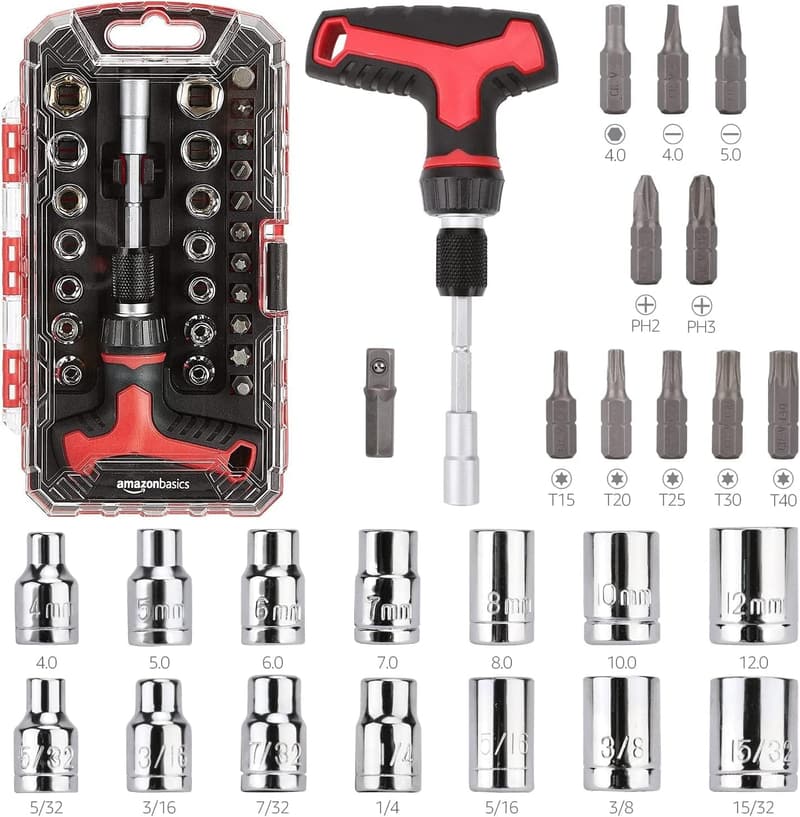 27-Piece Magnetic T-Handle Ratchet Wrench & Screwdriver Set