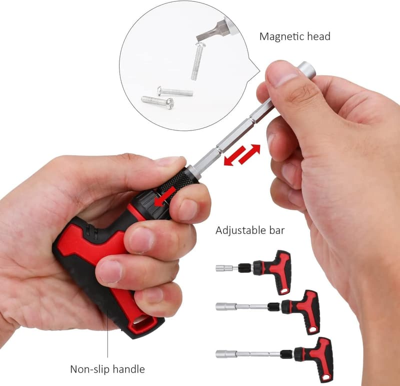 27-Piece Magnetic T-Handle Ratchet Wrench & Screwdriver Set