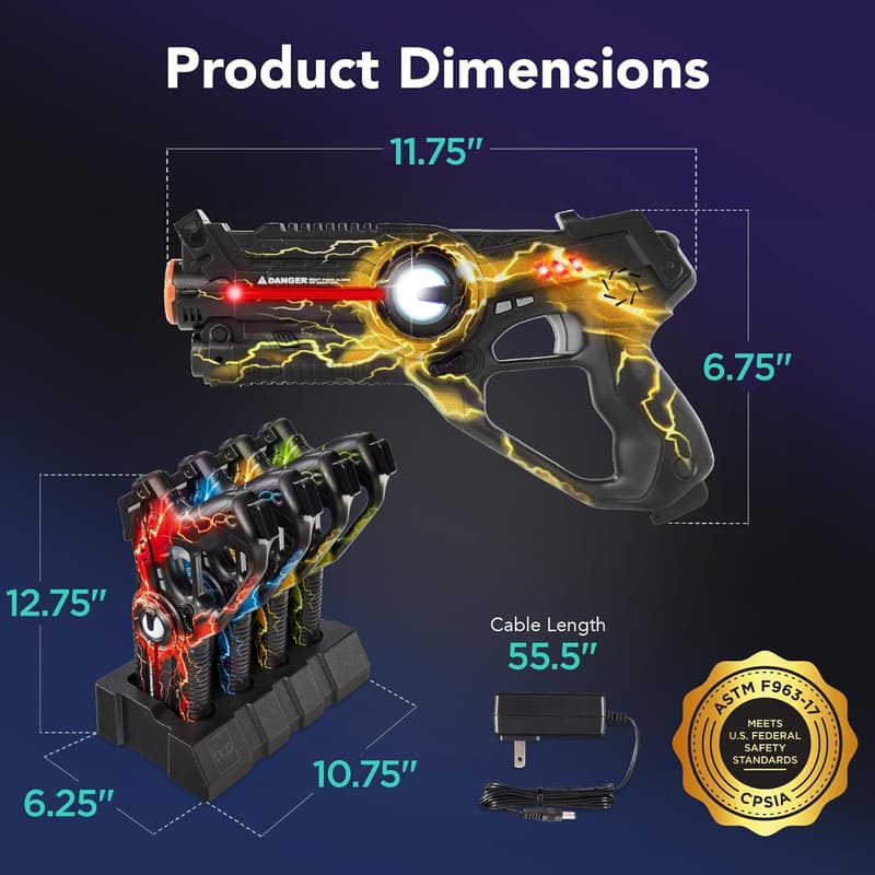 Laser Tag Blasters Set - Rechargeable, Infrared, 4 Colors