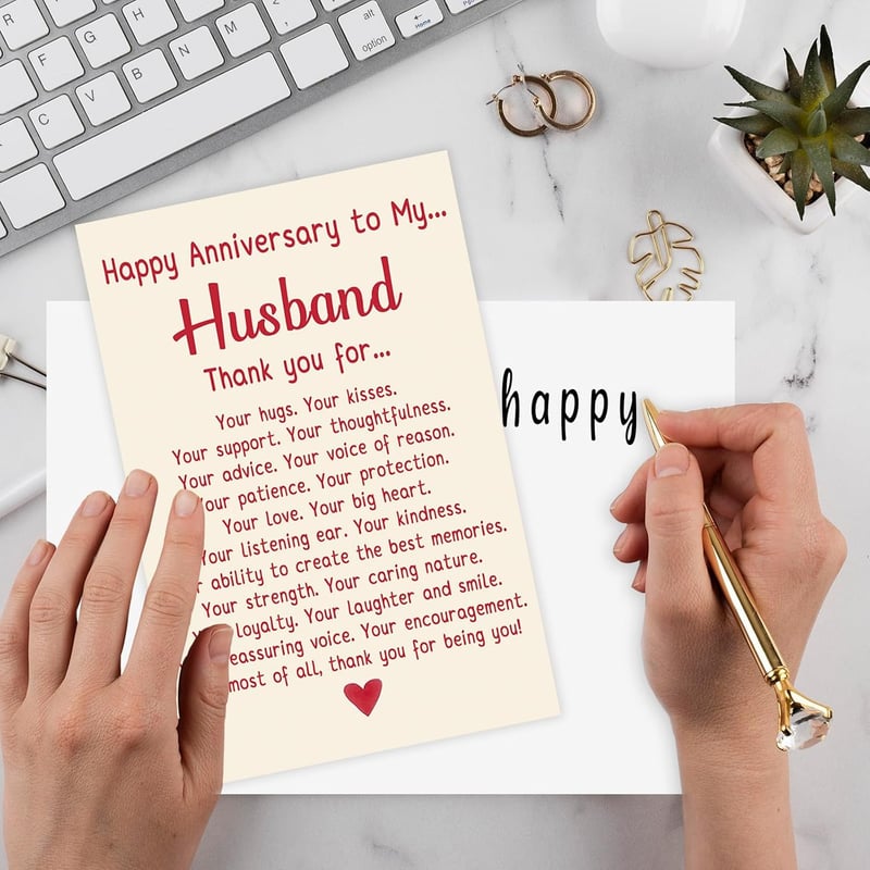 Romantic Anniversary Card for Husband - Sweet Gift from Wife