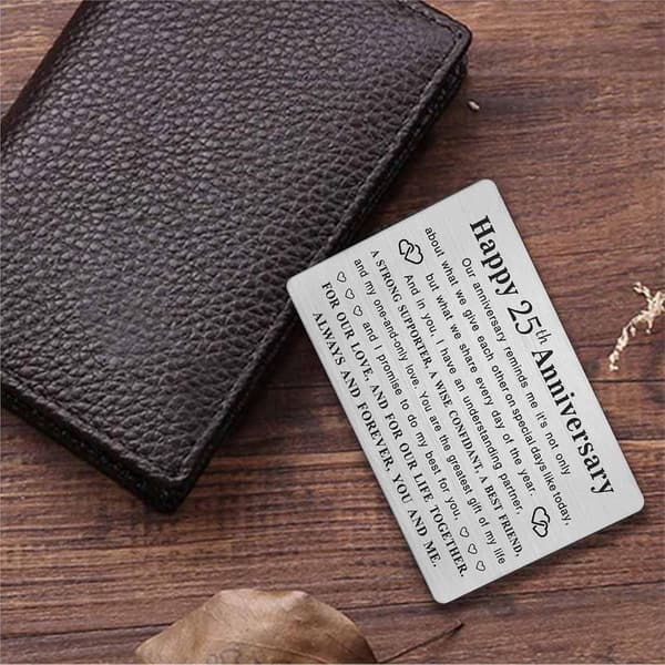 25th Anniversary Metal Engraved Card for Couples