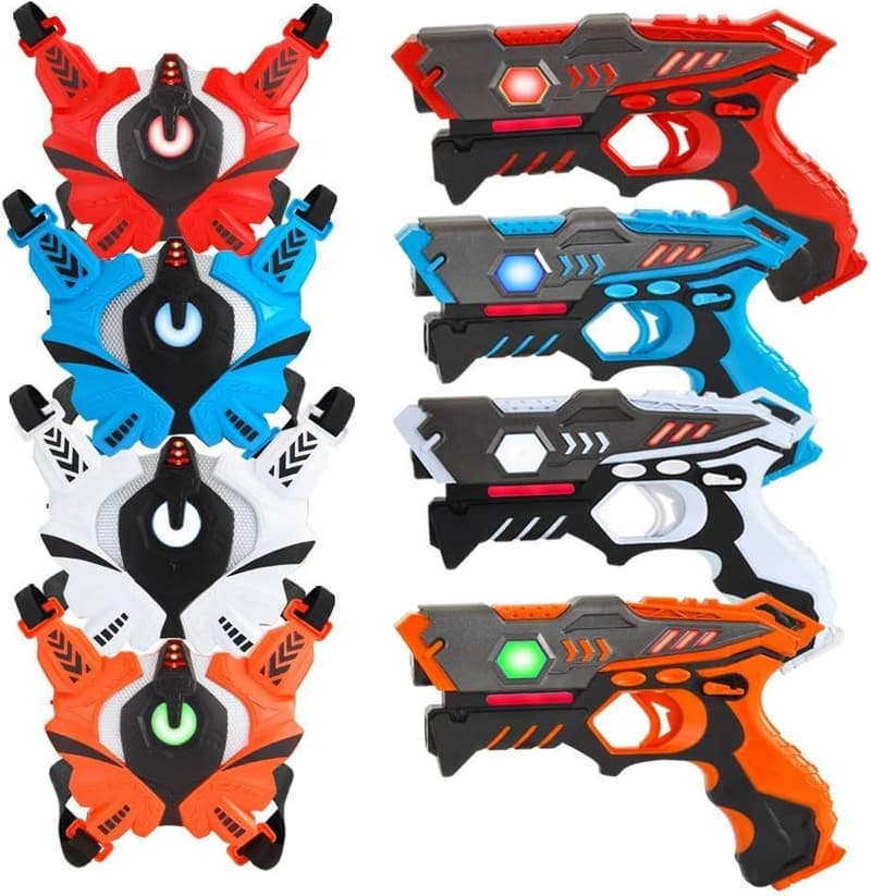 Laser Tag Set for Kids & Adults - 4 Infrared Blasters with Vests