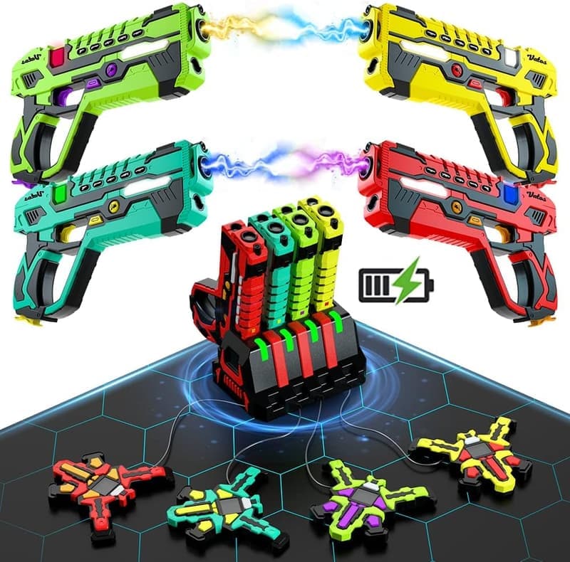 Laser Tag Gun Set - 4 Infrared Guns & Vests for Kids 6-12