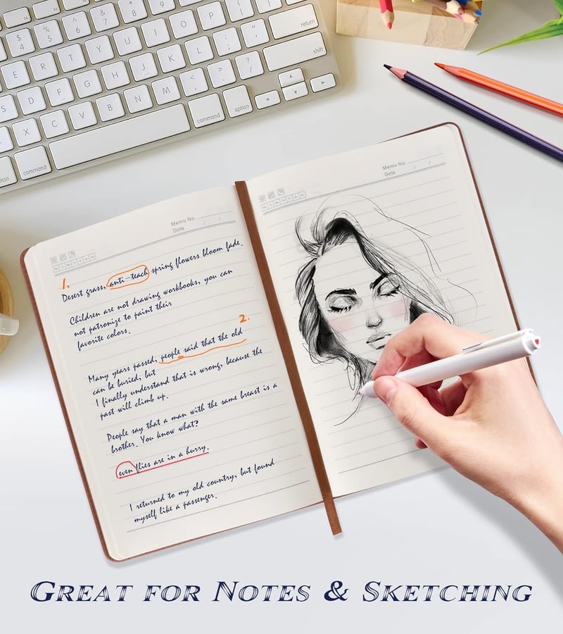 A5 Leather Journal Notebook for Writing and Travel - 256 Pages