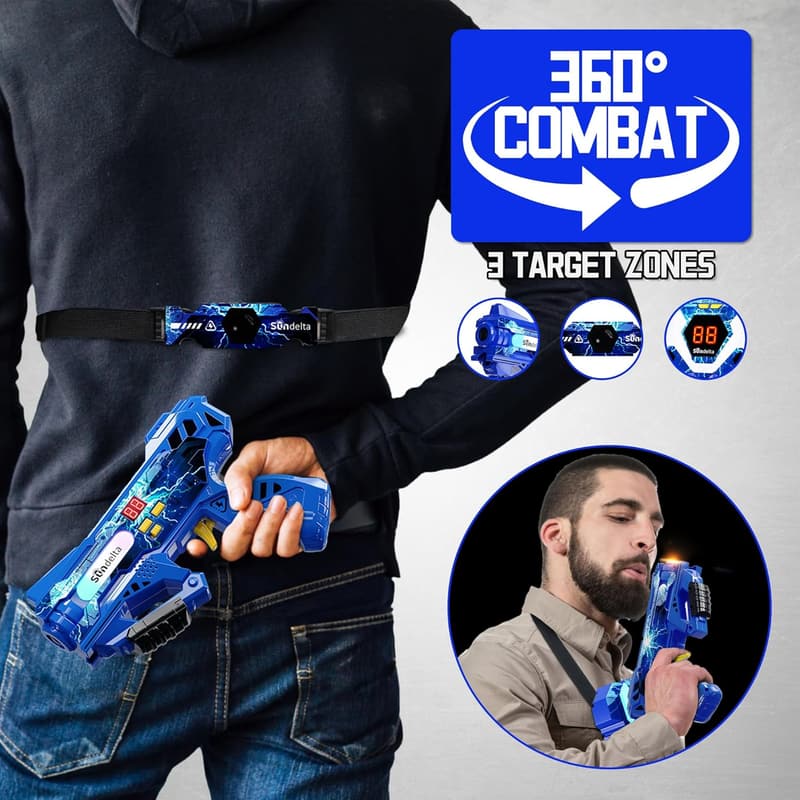 Laser Tag Set for Kids & Adults - 4 Rechargeable Guns with Vests