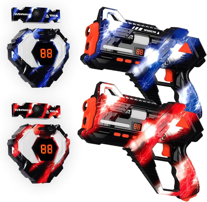 Rechargeable Laser Tag Guns with Sensors - Set of 2 for Ages 8+