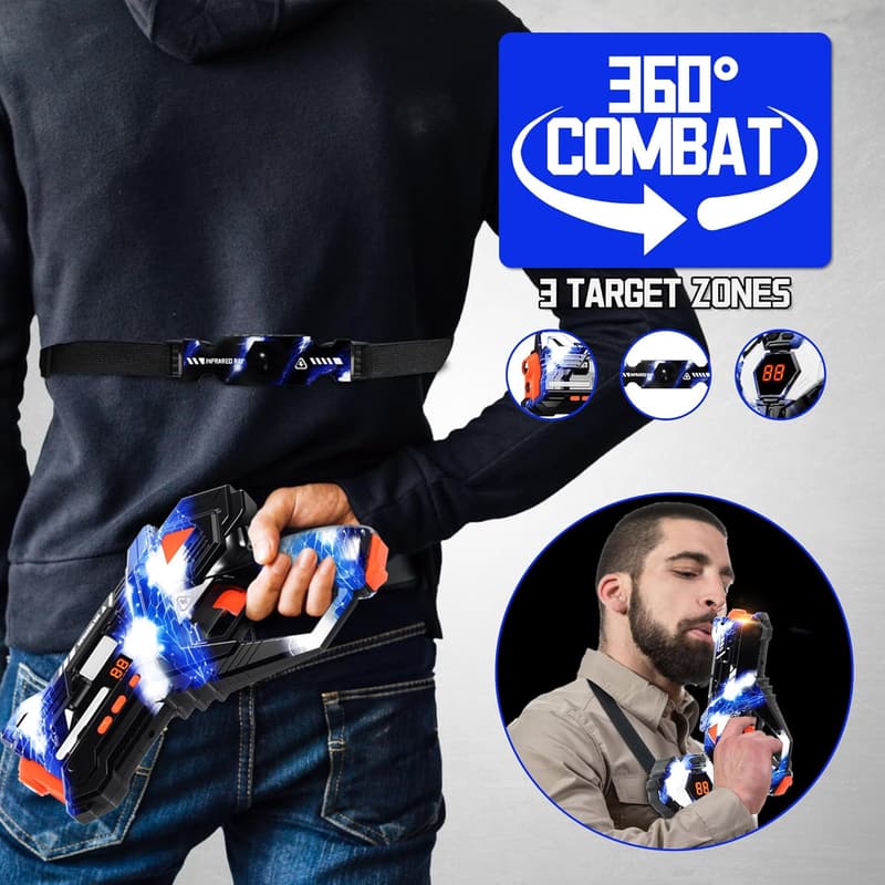 Rechargeable Laser Tag Guns with Sensors - Set of 2 for Ages 8+