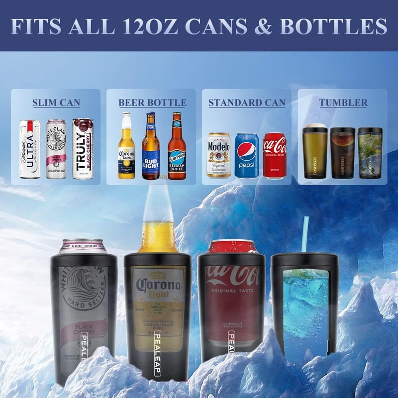 Insulated Slim Can Cooler - 4-in-1 Stainless Steel Holder