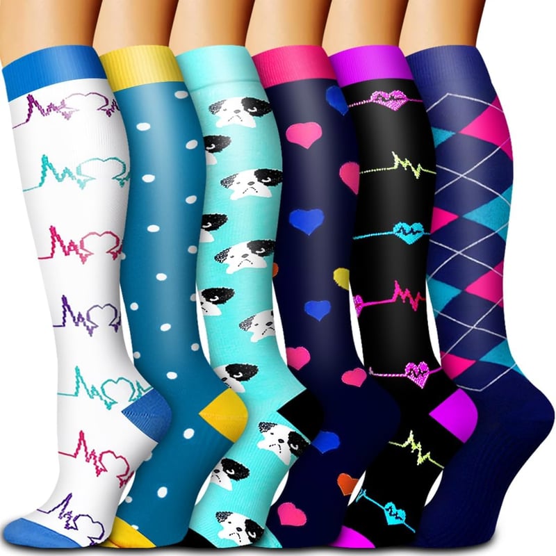 Copper Compression Socks for Men & Women - 6 Pack, Circulation Support