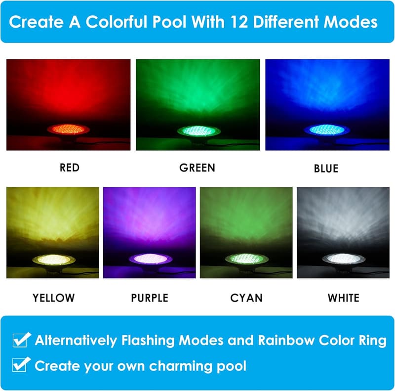 RGBW Remote Control Pool Light with 100ft Cord - 10
