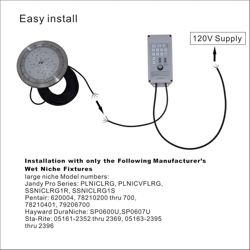 10 Inch RGB Inground Pool Light with Stainless Steel Housing
