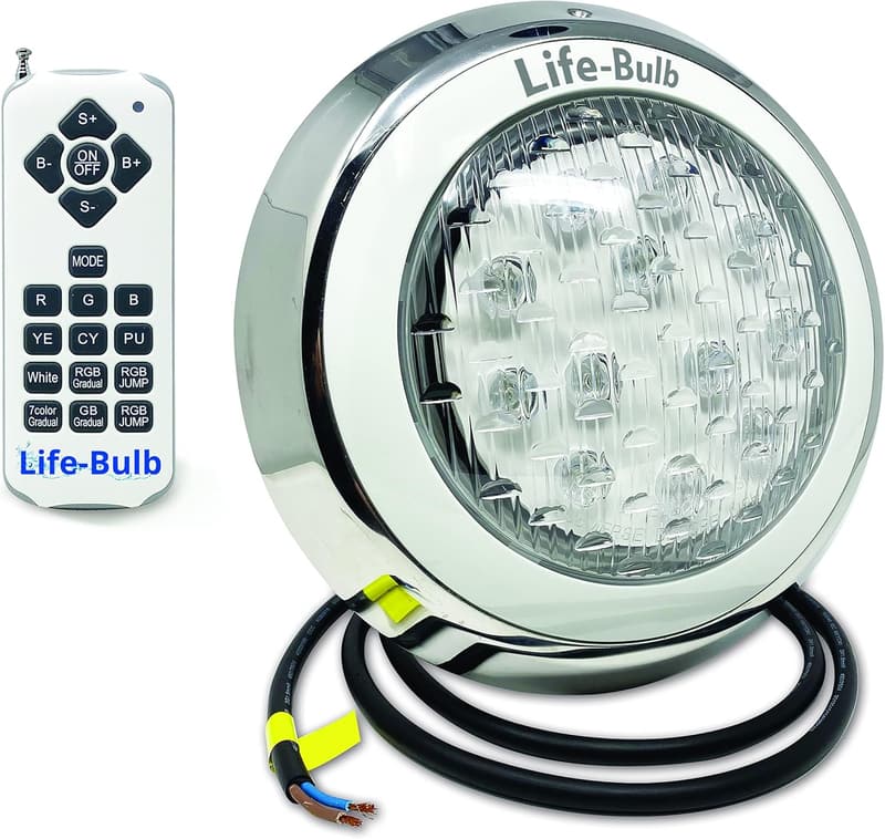 LED Color Changing Pool Light with Remote - 12V 60W