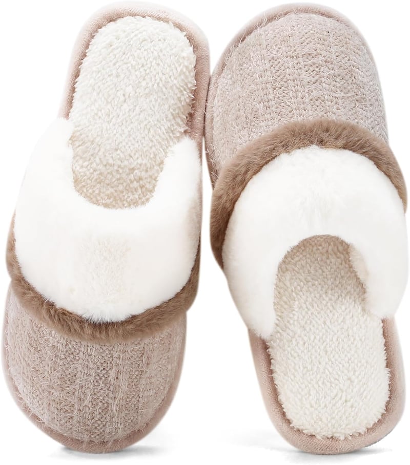Fuzzy Memory Foam Slippers for Women - Indoor/Outdoor Comfort