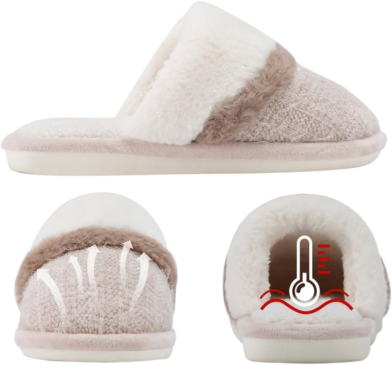 Fuzzy Memory Foam Slippers for Women - Indoor/Outdoor Comfort