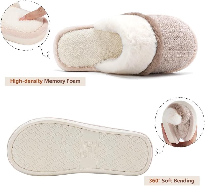 Fuzzy Memory Foam Slippers for Women - Indoor/Outdoor Comfort