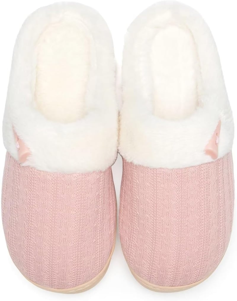 Women's Fuzzy Memory Foam Slippers with Faux Fur Lining