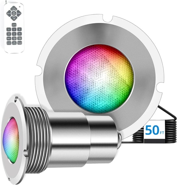 LED Pool Light for Inground Pools - IP68 Waterproof, Remote Control