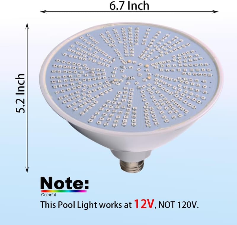 RGB LED Pool Light Bulb for Inground Pools, E26, 50W