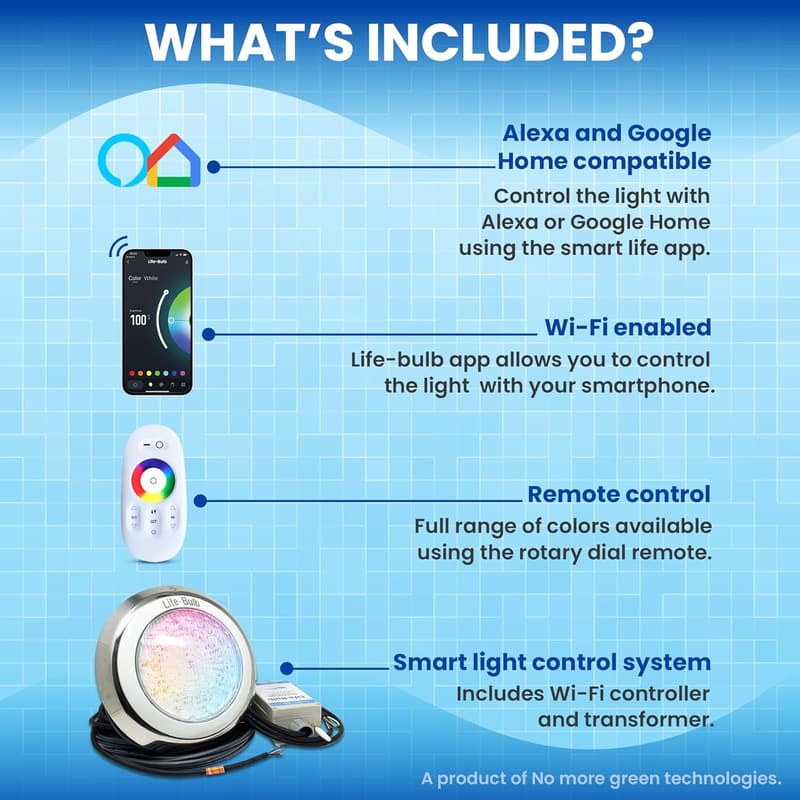 Smart Color-Changing LED Pool Lights with Remote - Inground Use