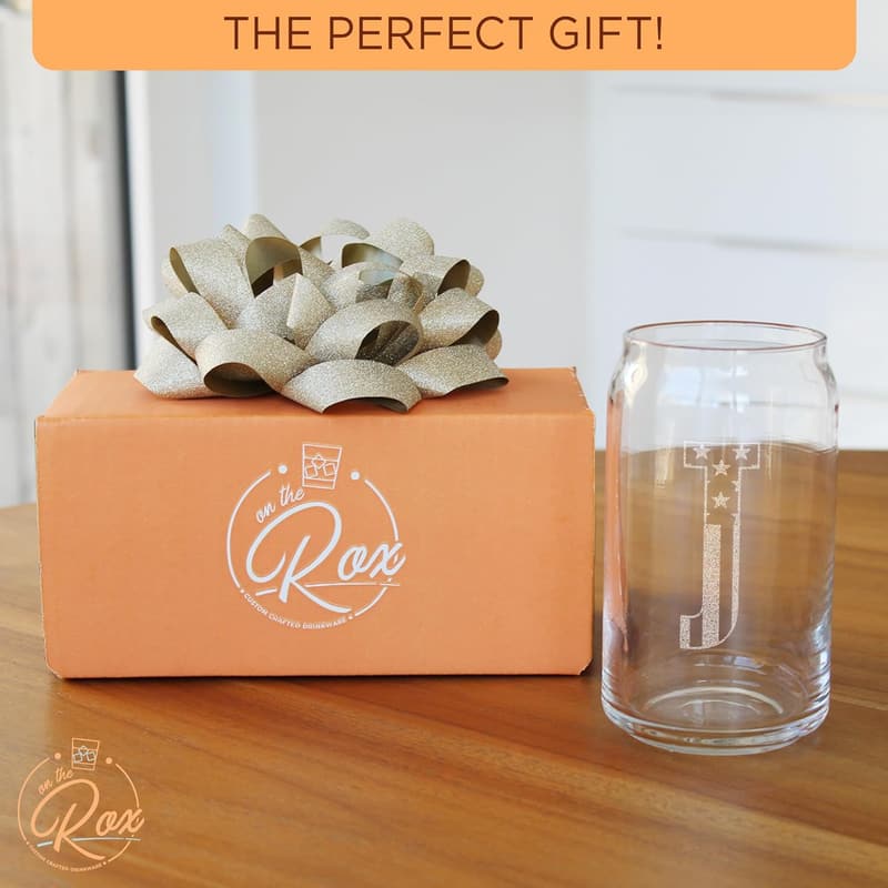 Personalized 16 oz Monogram Beer Glass for Men
