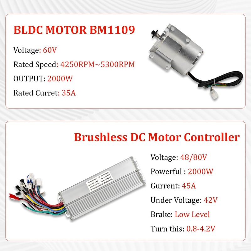 High-Speed 60V Brushless DC Motor Kit with Controller for Gokart