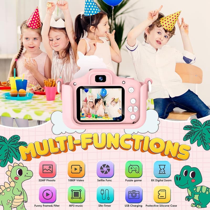 Unicorn Toddler Camera with 1080P HD - Gifts for Girls 3-8