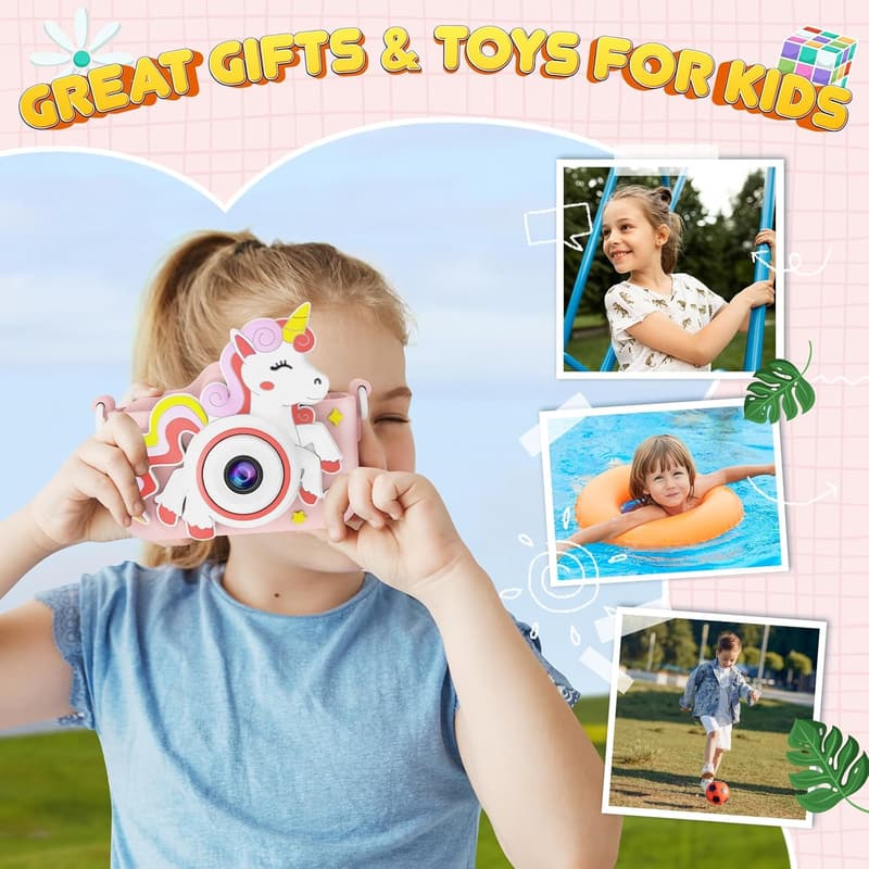 Unicorn Toddler Camera with 1080P HD - Gifts for Girls 3-8