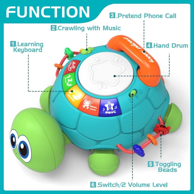Musical Turtle Toy for Infants 6-12 Months – Early Learning Gift