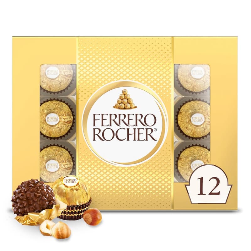 Ferrero Rocher Milk Chocolate Gift Boxes, 12 Count Pack of 6