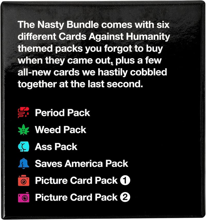 Cards Against Humanity: Nasty Bundle with 6 Themed Packs & 10 New Cards