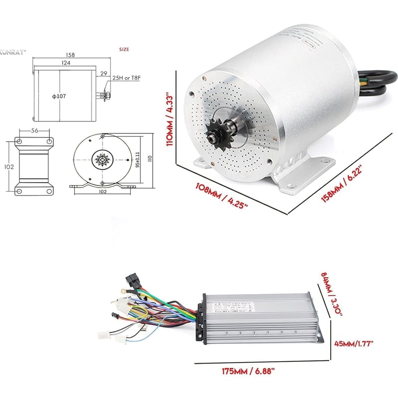 1000W Brushless DC Motor Kit for Go-Karts with Controller