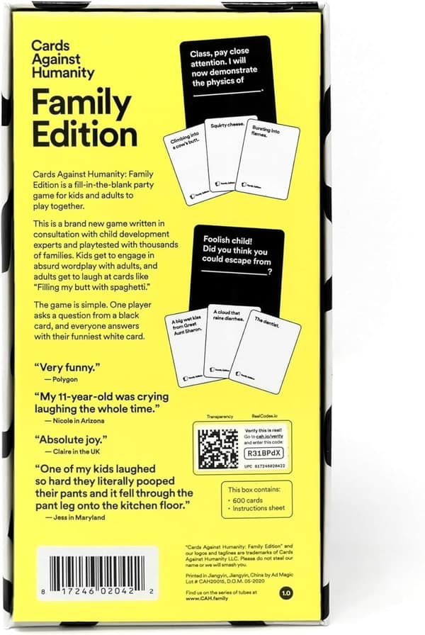 Family Edition Cards Against Humanity - 年齡 8+ Party Game