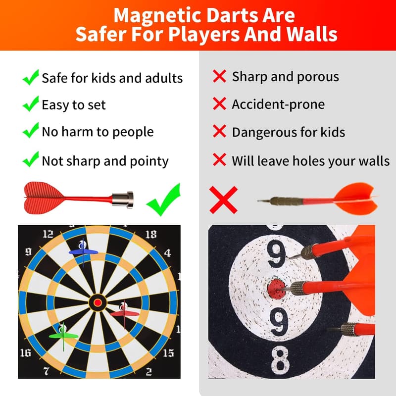 Magnetic Dart Board Set with 12 Darts - Fun Gift for Teen Boys